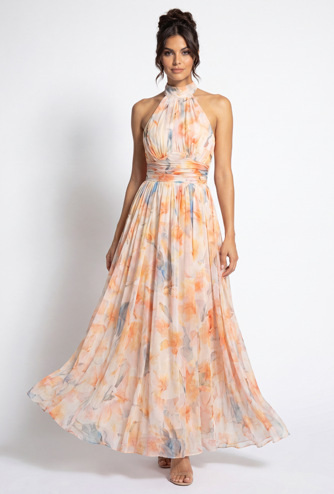 Aurora | Vestido Halter con Estampado Acuarela