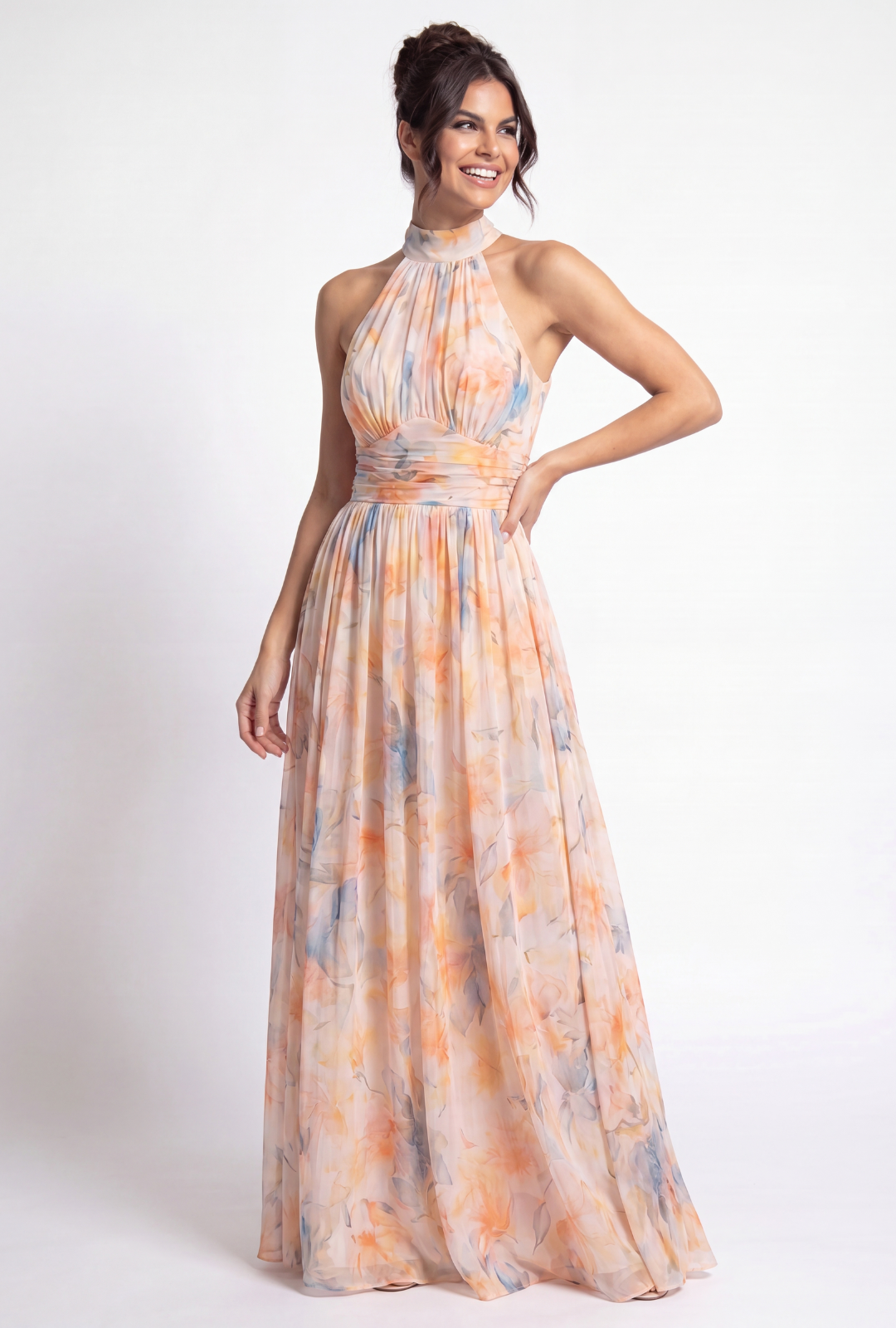 Aurora | Vestido Halter con Estampado Acuarela