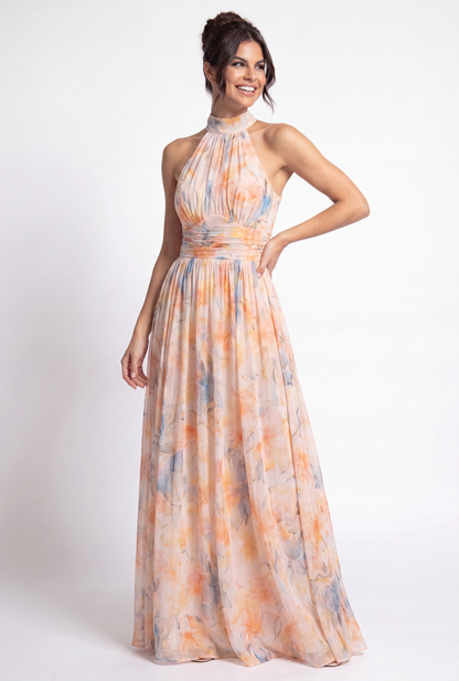 Aurora | Vestido Halter con Estampado Acuarela